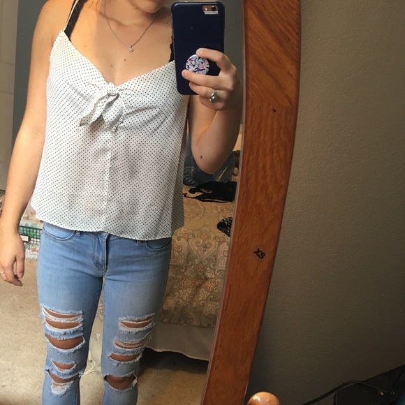 Black and white polka dotted tank top - Picture 2 of 4